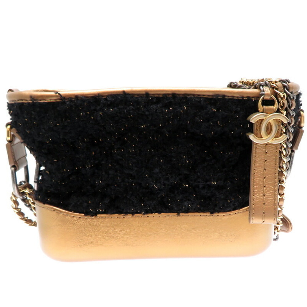 Chanel With sticker Gabriel Small Shoulder Bag Tweed Black